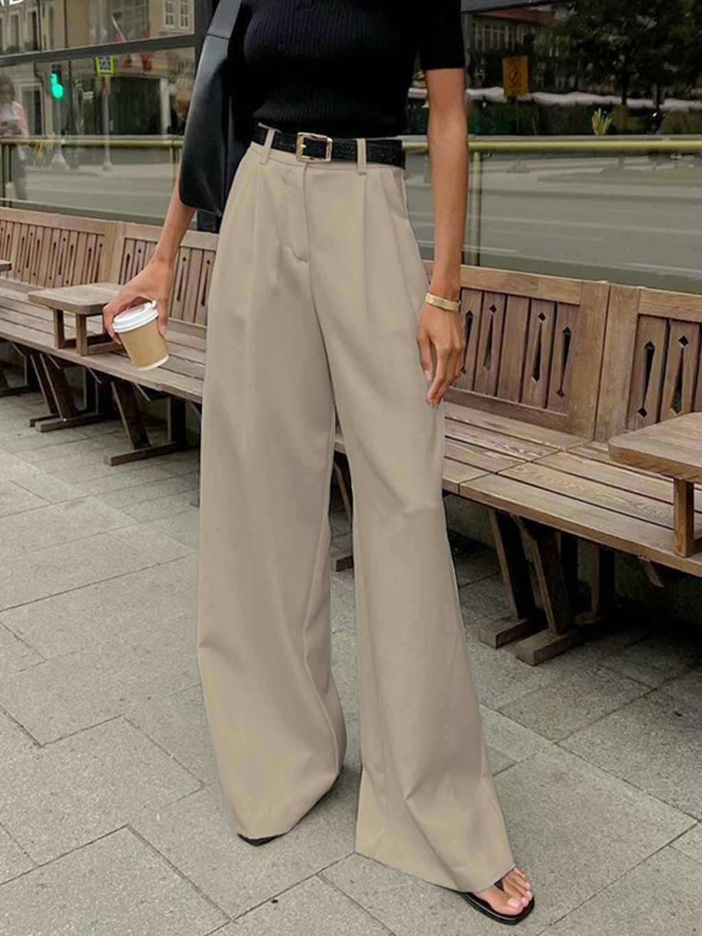Wide-Leg Trousers for Women - Tailored Fit, Comfortable Fabric, Casual Wear