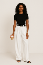 Wide-Leg Trousers for Women - Tailored Fit, Comfortable Fabric, Casual Wear