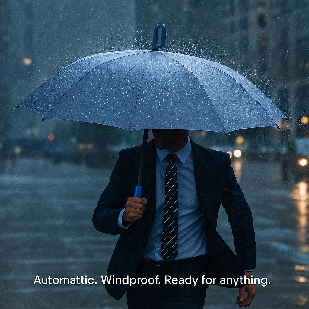 Windproof Automatic Folding Umbrella with Reflective Strip