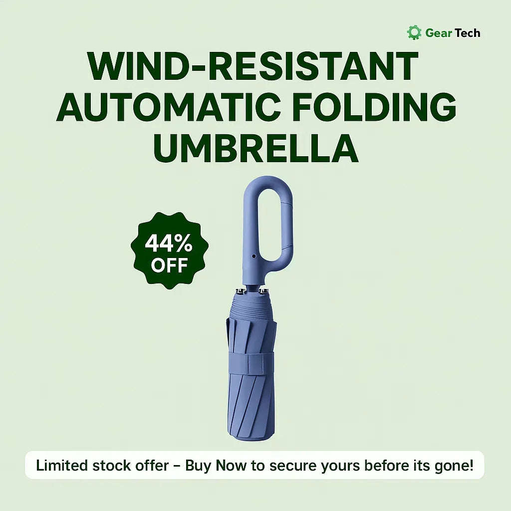 Windproof Automatic Folding Umbrella with Reflective Strip