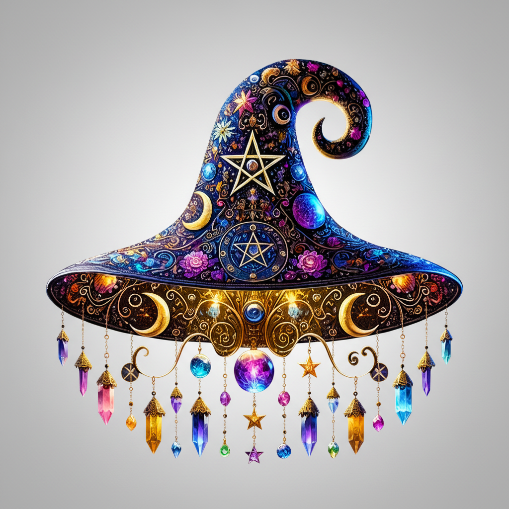 Witch Hat Tabletop Decor in Blue and Black – Halloween Party, Home Decoration
