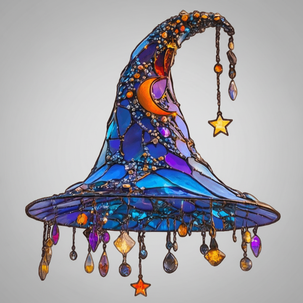 Witch Hat Tabletop Decor in Blue and Black – Halloween Party, Home Decoration
