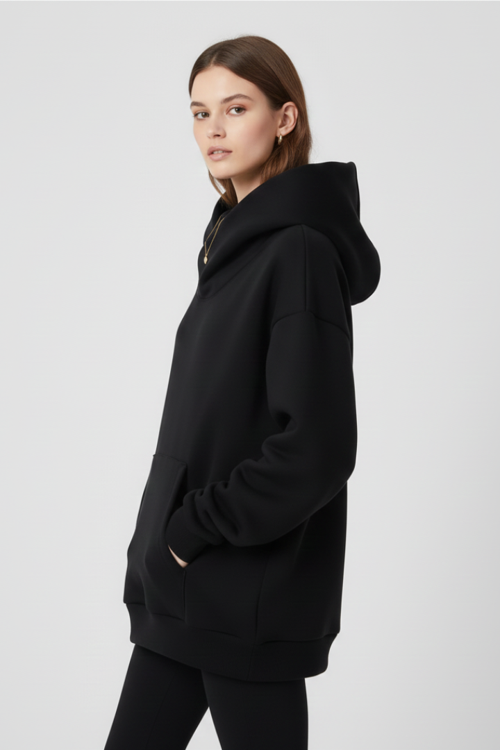 Hoodie with High Neck and Wide Hood for Women – Leisure, Everyday