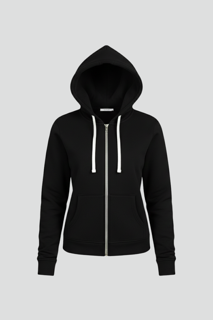 Women's Zip Hoodie with Drawstring Hood, Front Pockets – Casual, Everyday Wear