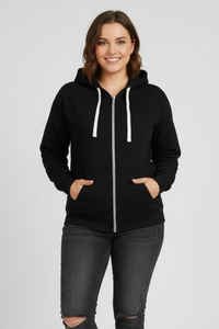 Women's Zip Hoodie with Drawstring Hood, Front Pockets – Casual, Everyday Wear