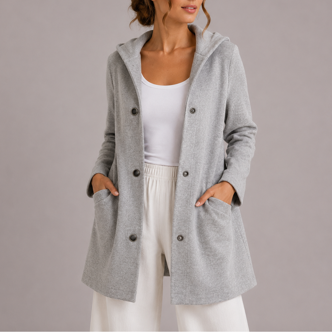 Women's Casual Hooded Cardigan with Pockets – Everyday Wear, Layering