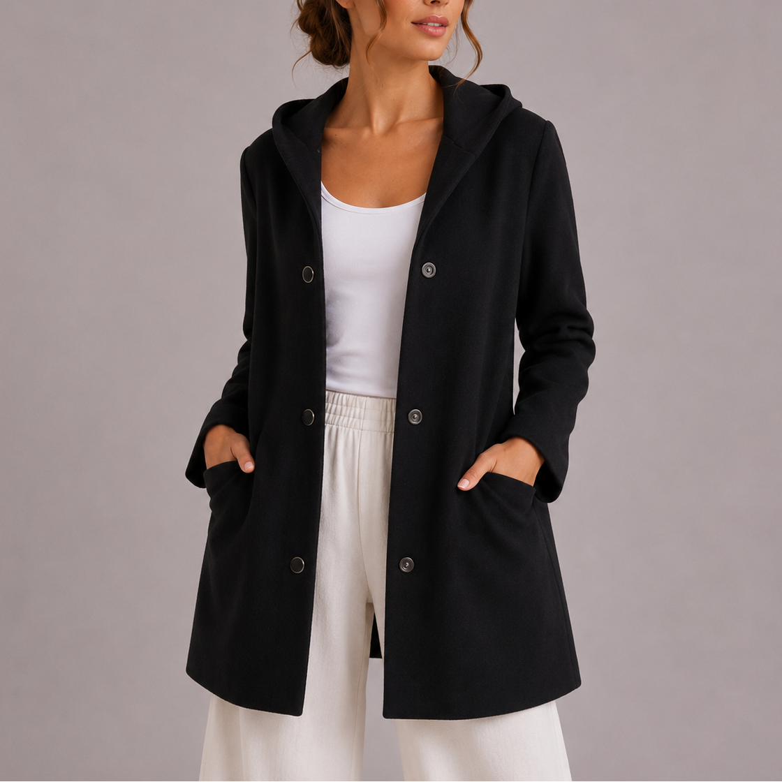Women's Casual Hooded Cardigan with Pockets – Everyday Wear, Layering