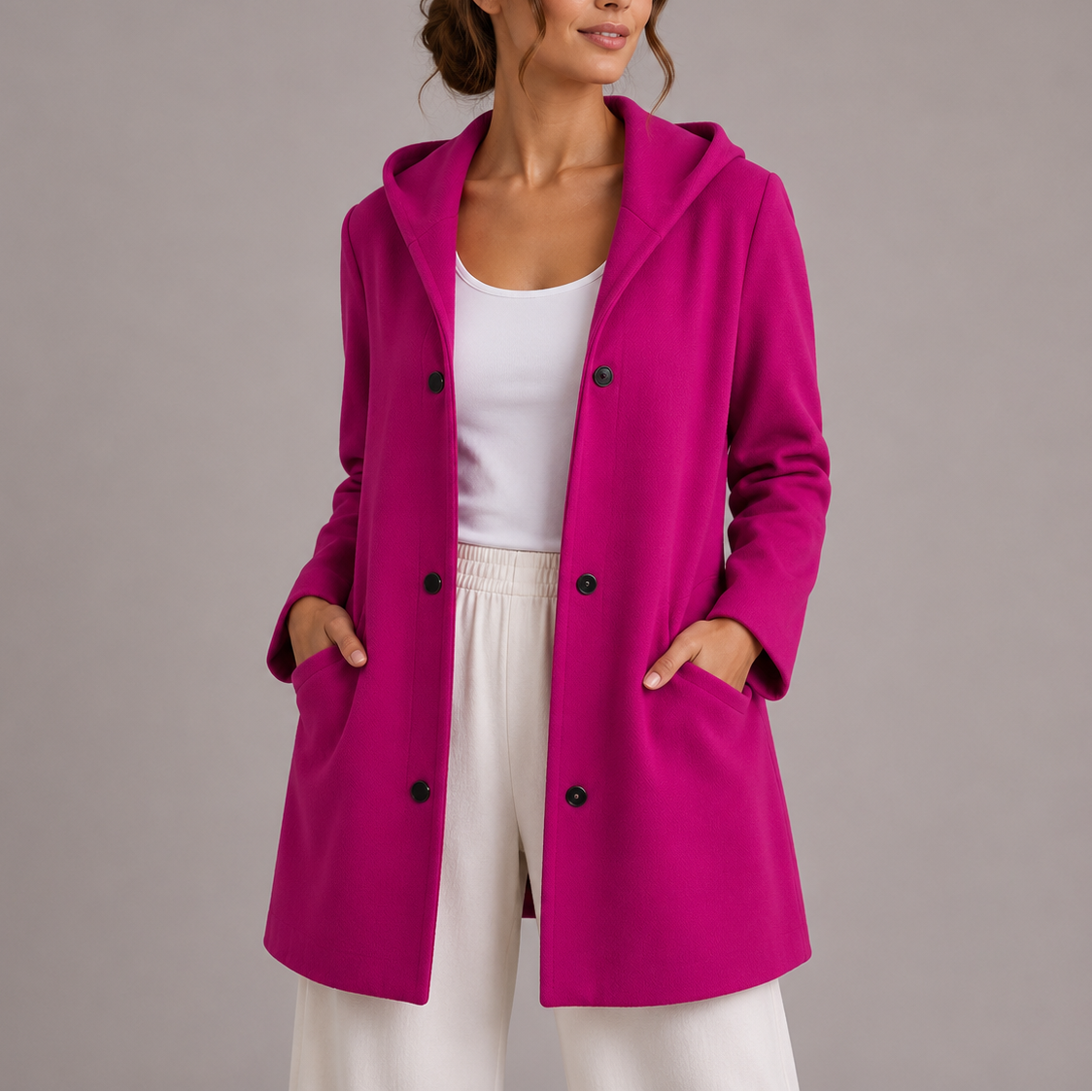 Women's Casual Hooded Cardigan with Pockets – Everyday Wear, Layering
