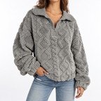 Women's Fleece Pullover – Textured, Quarter Zip – Casual, Everyday Wear