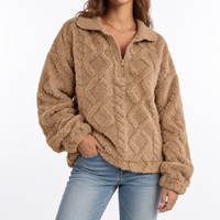 Women's Fleece Pullover – Textured, Quarter Zip – Casual, Everyday Wear