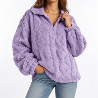 Women's Fleece Pullover – Textured, Quarter Zip – Casual, Everyday Wear
