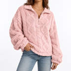 Women's Fleece Pullover – Textured, Quarter Zip – Casual, Everyday Wear