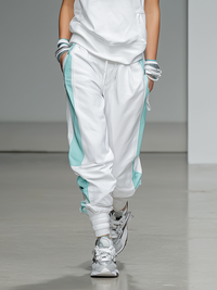 Women's Hooded Tracksuit in White and Teal - Comfortable Athleisure Set