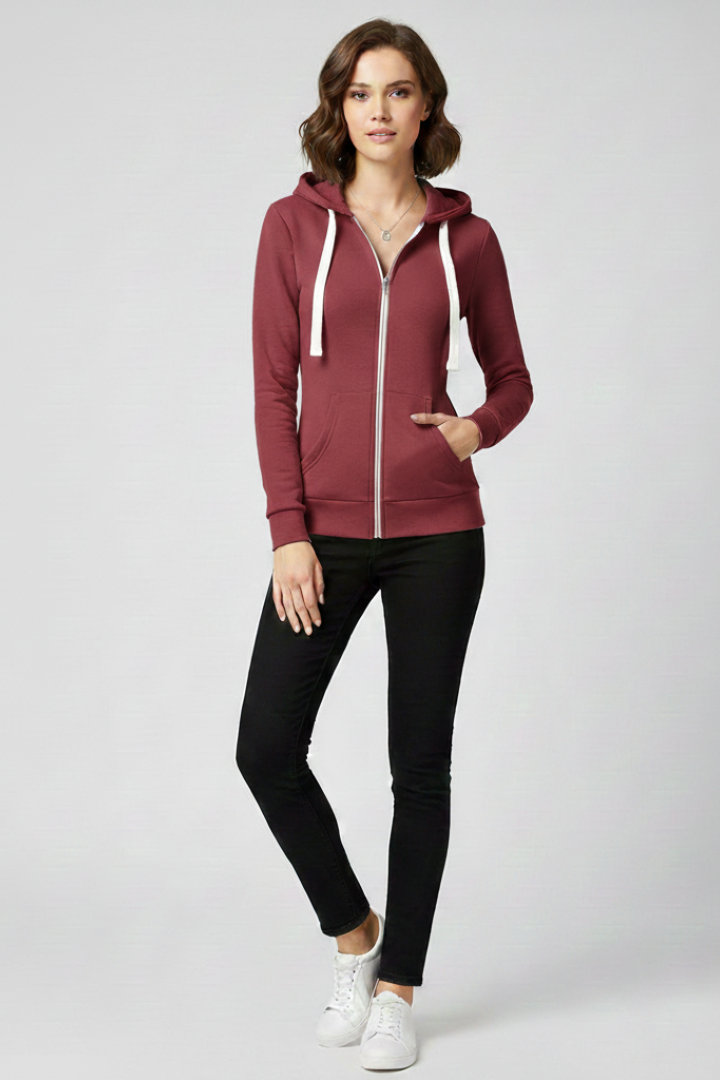 Women's Hoodie with Front Zipper, Kangaroo Pockets – Casual, Everyday Wear