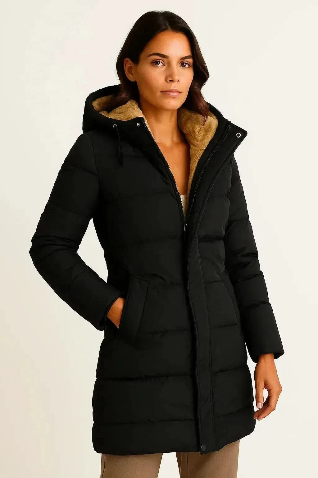 Women's Insulated Puffer Jacket - Warm Winter Coat for Autumn and Winter Weather Black