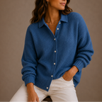 Women’s Knit Cardigan – Collared, Relaxed Fit – Casual, Everyday Wear