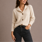 Women’s Knit Cardigan – Soft Button-Up, Casual Wear, Office Style