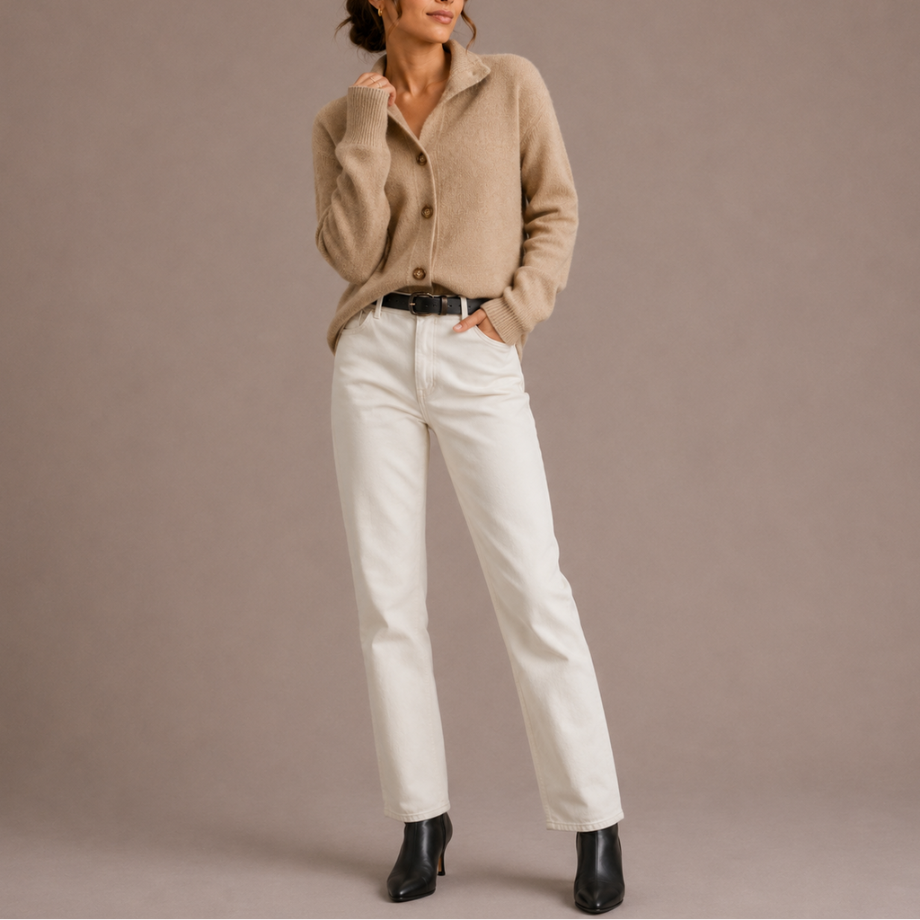 Women’s Knit Cardigan – Soft Button-Up, Casual Wear, Office Style
