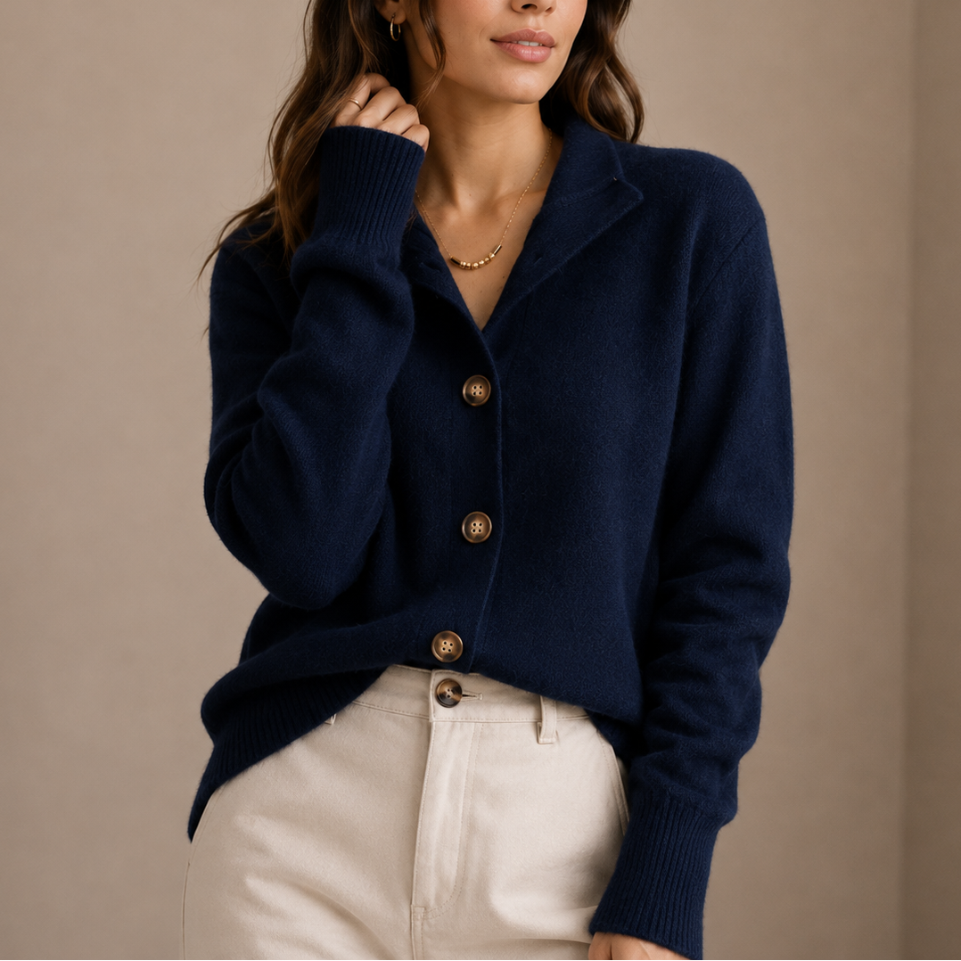 Women’s Knit Cardigan – Soft Button-Up, Casual Wear, Office Style