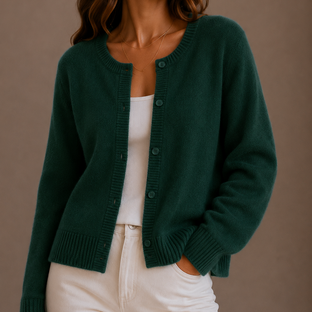 Women’s Knit Cardigan – Soft Button-Up, Long Sleeve – Casual, Everyday Wear
