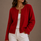 Women’s Knit Cardigan – Soft Button-Up, Long Sleeve – Casual, Everyday Wear