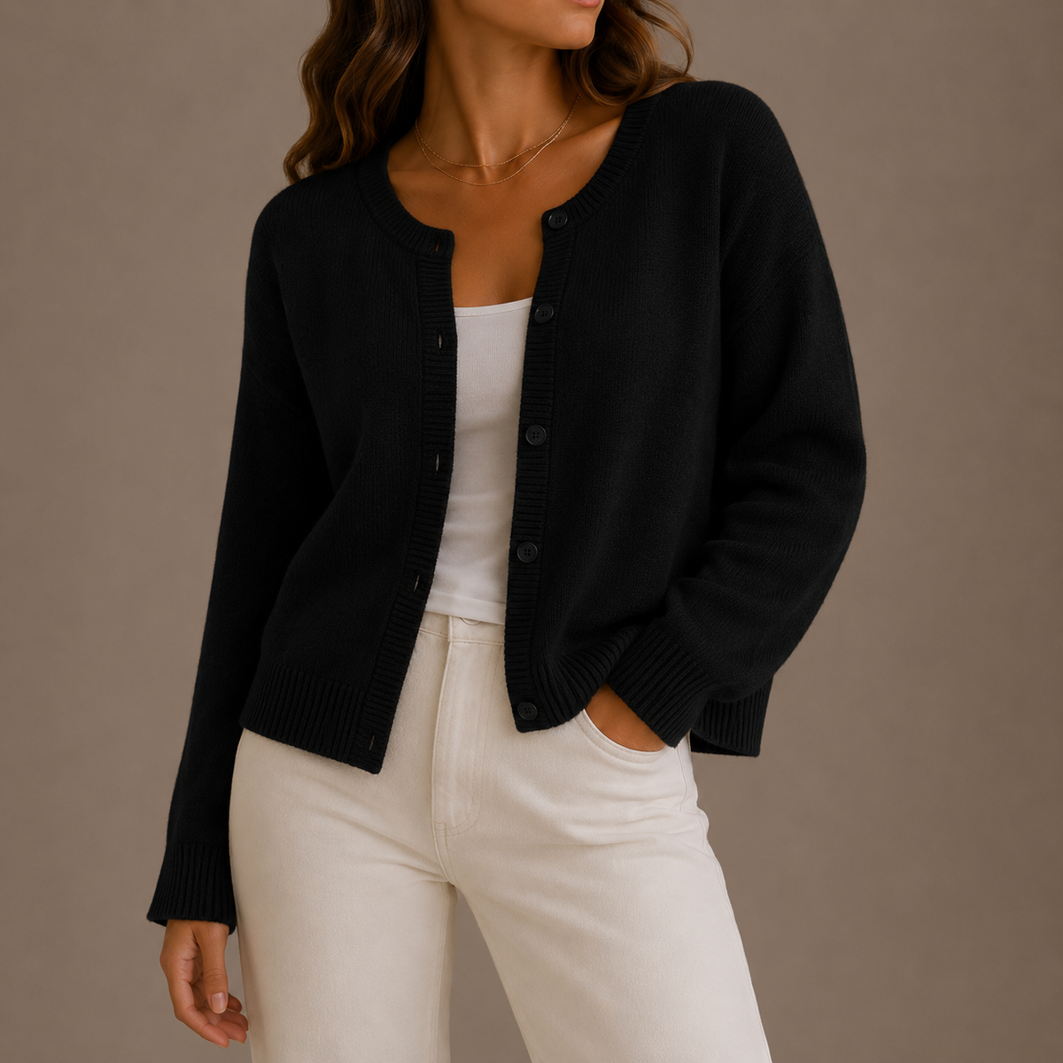 Women’s Knit Cardigan – Soft Button-Up, Long Sleeve – Casual, Everyday Wear
