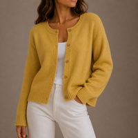 Women’s Knit Cardigan – Soft Button-Up, Long Sleeve – Casual, Everyday Wear