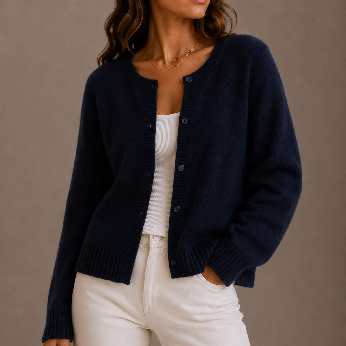 Women’s Knit Cardigan – Soft Button-Up, Long Sleeve – Casual, Everyday Wear