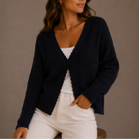 Women’s Knit Cardigan V-Neck Lightweight Button-Up – Casual, Everyday Wear