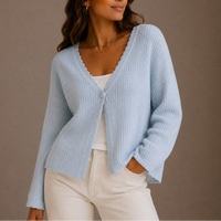 Women’s Knit Cardigan V-Neck Lightweight Button-Up – Casual, Everyday Wear
