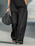Women's Sleeveless Minimalist Jumpsuit with White Trim for Casual Wear