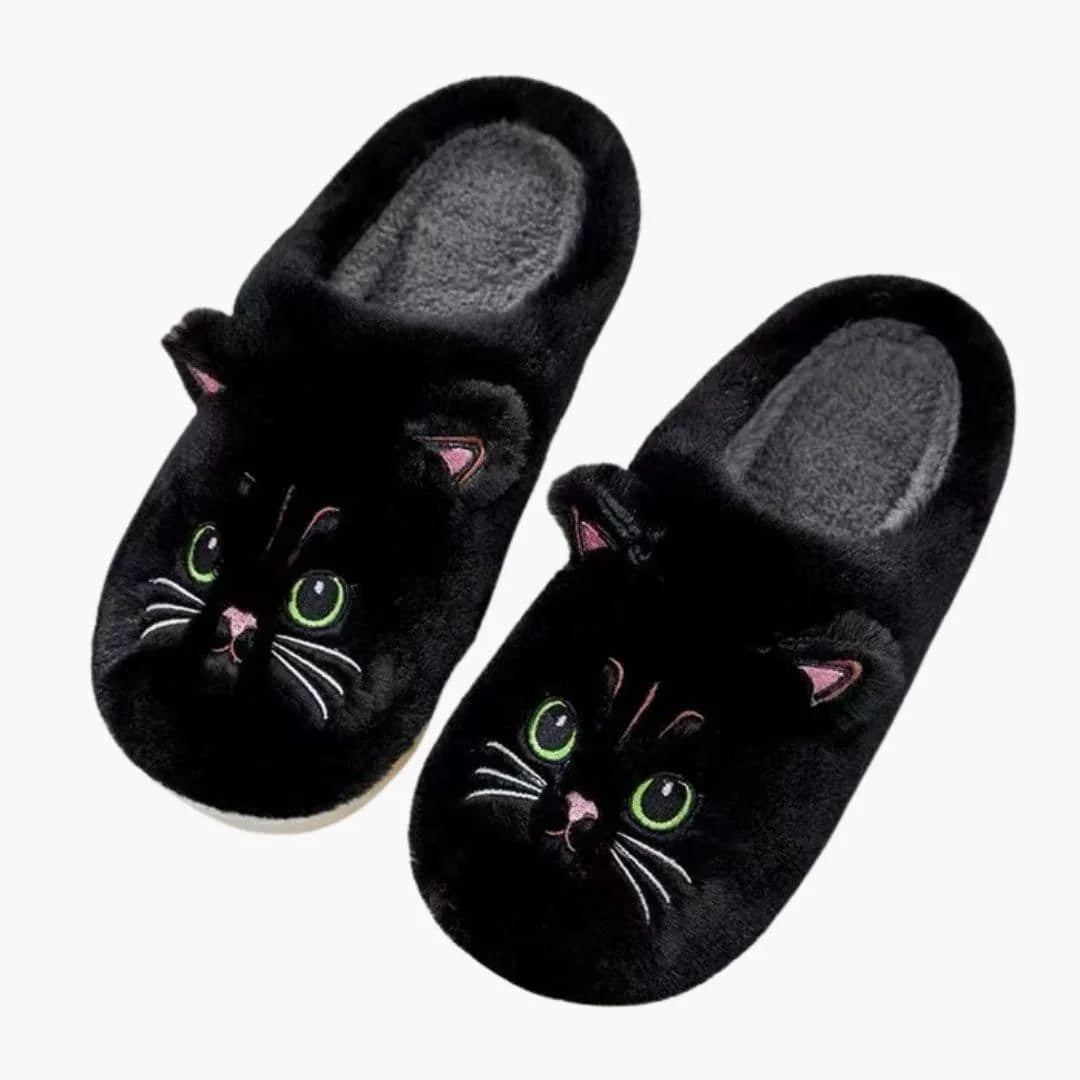 Women's Slip-On House Slippers with Cat Design