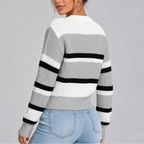 Women’s Striped Knitted Sweater – Casual Wear, Everyday Style