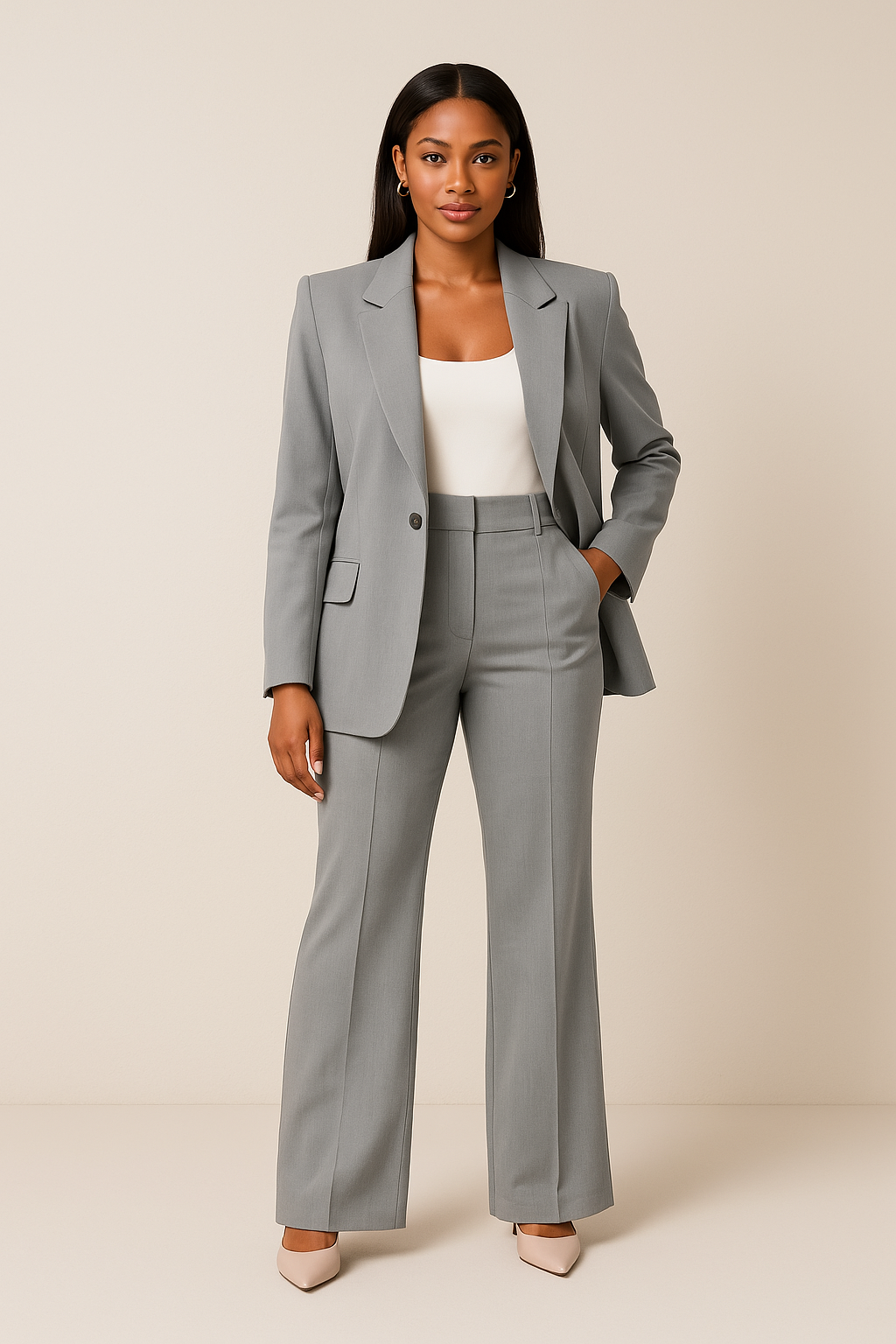 Women's Tailored Fit Blazer and Pants Suit - Professional Office Wear, Comfortable Fabric, Classic Design, Versatile Style