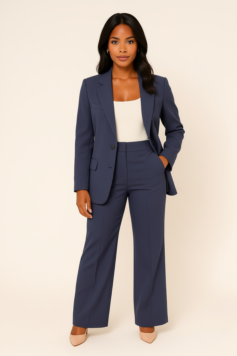 Women's Tailored Fit Blazer and Pants Suit - Professional Office Wear, Comfortable Fabric, Classic Design, Versatile Style