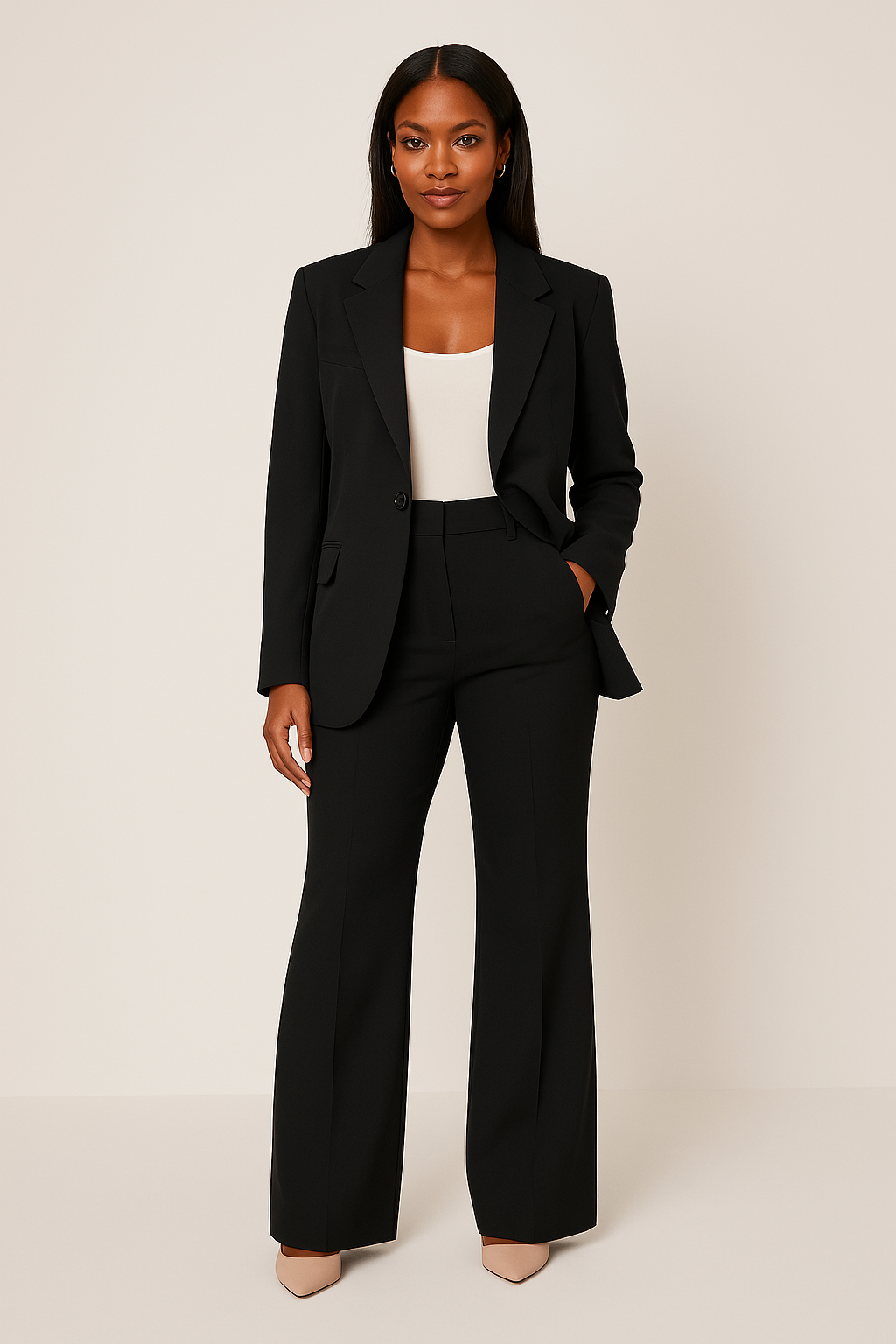 Women's Tailored Fit Blazer and Pants Suit - Professional Office Wear, Comfortable Fabric, Classic Design, Versatile Style