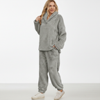 Women's Teddy Fleece Loungewear Set Hoodie & Trousers – Cozy, Relaxing