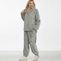 Women's Teddy Fleece Loungewear Set Hoodie & Trousers – Cozy, Relaxing