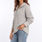 Women's Textured Knit Sweater – Quarter Zip, Relaxed Fit – Casual, Everyday Wear