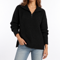 Women's Textured Knit Sweater – Quarter Zip, Relaxed Fit – Casual, Everyday Wear