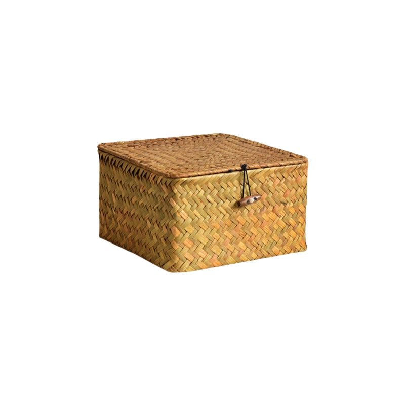 Women's Woven Storage Basket, Rattan Design with Lid – Laundry, Home Organization