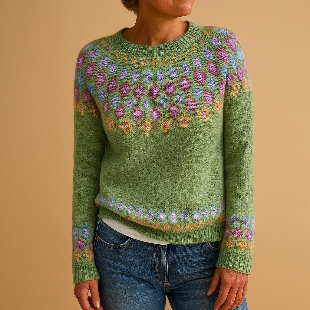 Wool Women's Jumper with Unique Pattern for Casual Wear - Cozy Knit Sweater