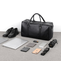 Woven Leather Duffle Bag – Travel, Weekend Getaway