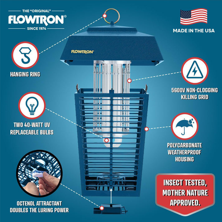 Flowtron Electric Bug Zapper 80W – Outdoor Pest Control, Garden Protection