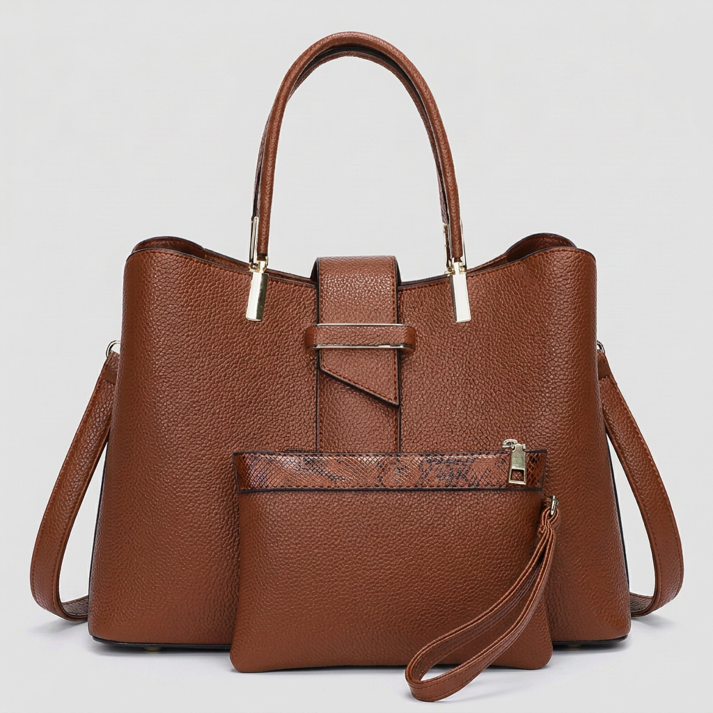 Tote Bag with Shoulder Strap and Matching Pouch – Office, Casual