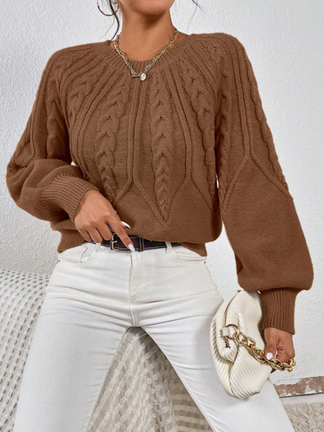Women's Cropped Jumper with Cable-Knit Design and Ribbed Crew Neck – Casual, Everyday Wear