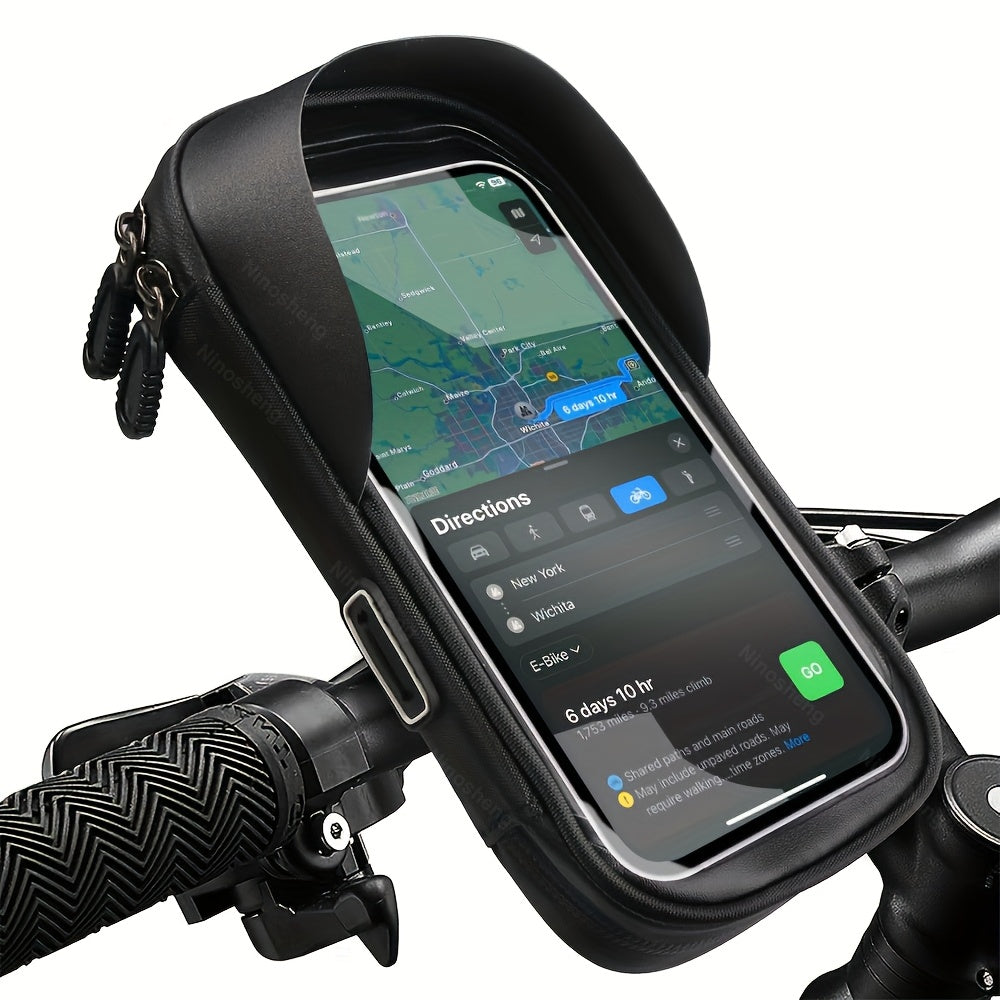 Waterproof Phone Holder for Bicycle and Motorcycle – Handlebar Bag with 360° Rotation