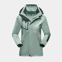 3-in-1 Ski Jacket Women's Hooded Black Waterproof Fleece – Winter Sports, Outdoor Activities