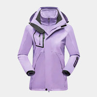 3-in-1 Ski Jacket Women's Hooded Black Waterproof Fleece – Winter Sports, Outdoor Activities