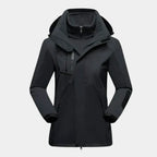 3-in-1 Ski Jacket Women's Hooded Black Waterproof Fleece – Winter Sports, Outdoor Activities